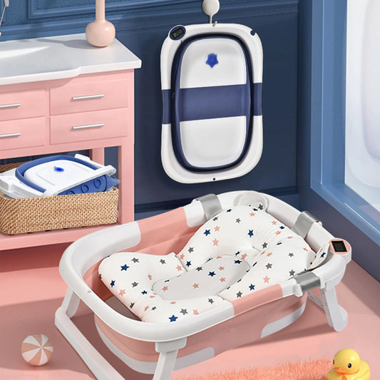 Folding Silicone Baby Bathtub with Real-Time Temperature Sensor & Non-Slip Foot Grip