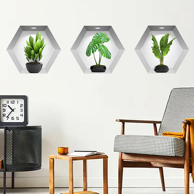 3PCS/Set 3D Plant Wall Stickers